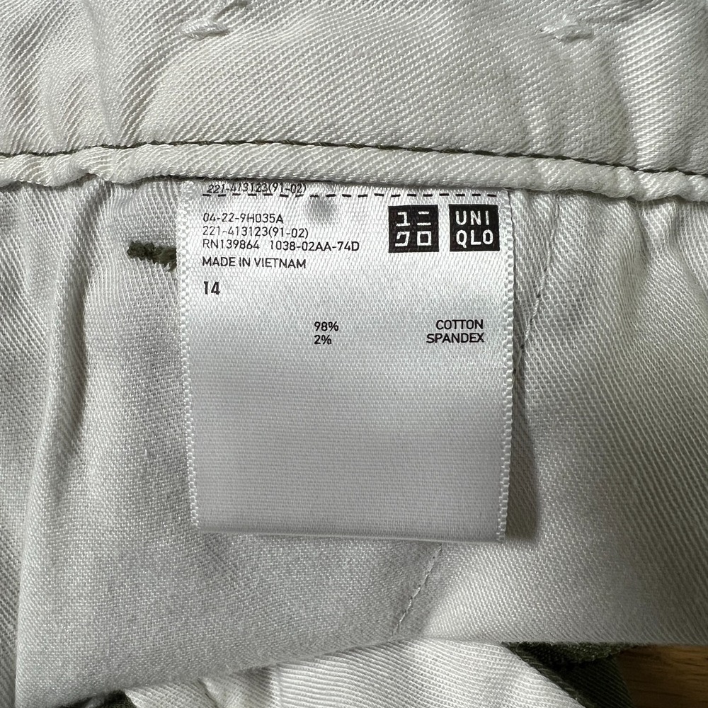 Uniqlo Womens Wide Leg Pants Sz 14 Olive Green Stretch Casual Office Travel - Picture 4 of 6